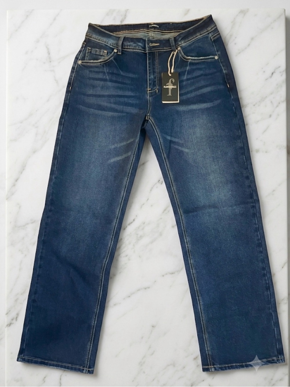 Flamingals High-Rise Wide-Leg Jeans in Dark Blue Wash - Picture 4 of 5